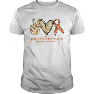 Peace Love Cure Ribbon Multiple Sclerosis Awareness Shirt 1